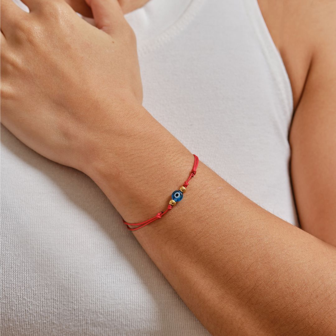 Evil Eye Red String Bracelet - Blue