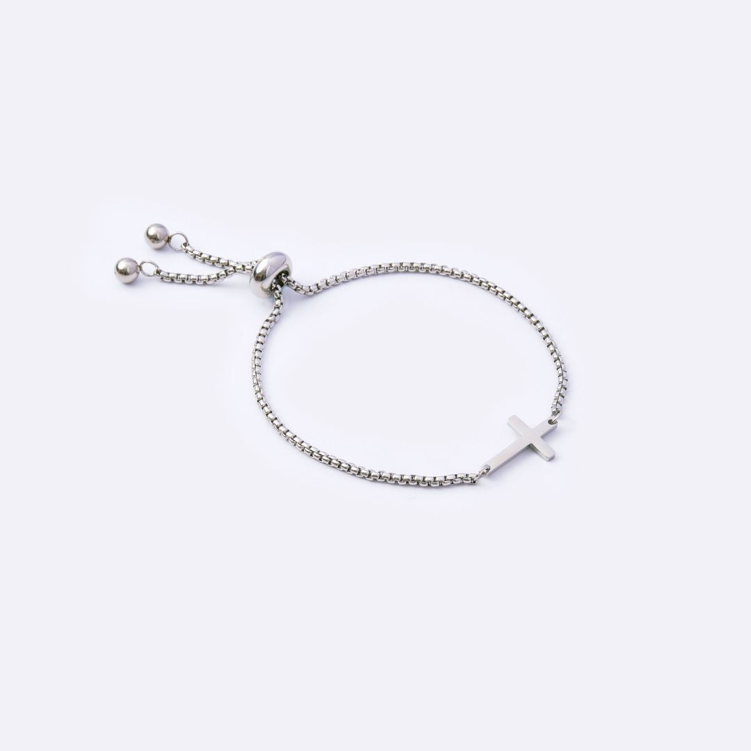 Have Faith Cross Charm with Adjustable Stainless Steel Bracelet