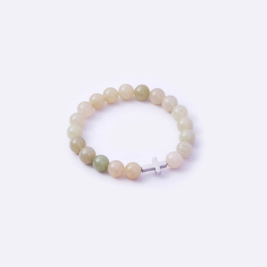 Have Faith Cross Charm with Jadeite Beads Bracelet