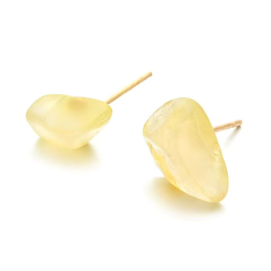 Natural Shaped Stone Earrings - Citrine