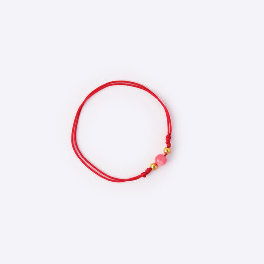 Red String Bracelet - Pink Jade