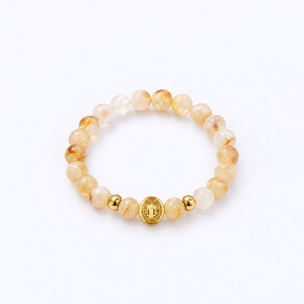Have Faith St Benedict Beads Bracelet - Citrine
