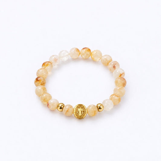 Have Faith St Benedict Beads Bracelet - Citrine