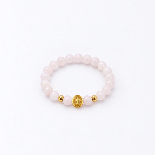 Have Faith St Benedict Beads Bracelet - Rose Quartz