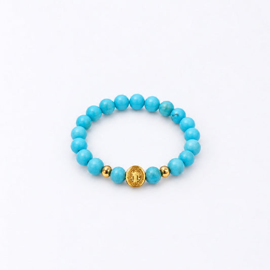 Have Faith St Benedict Beads Bracelet - Turquoise