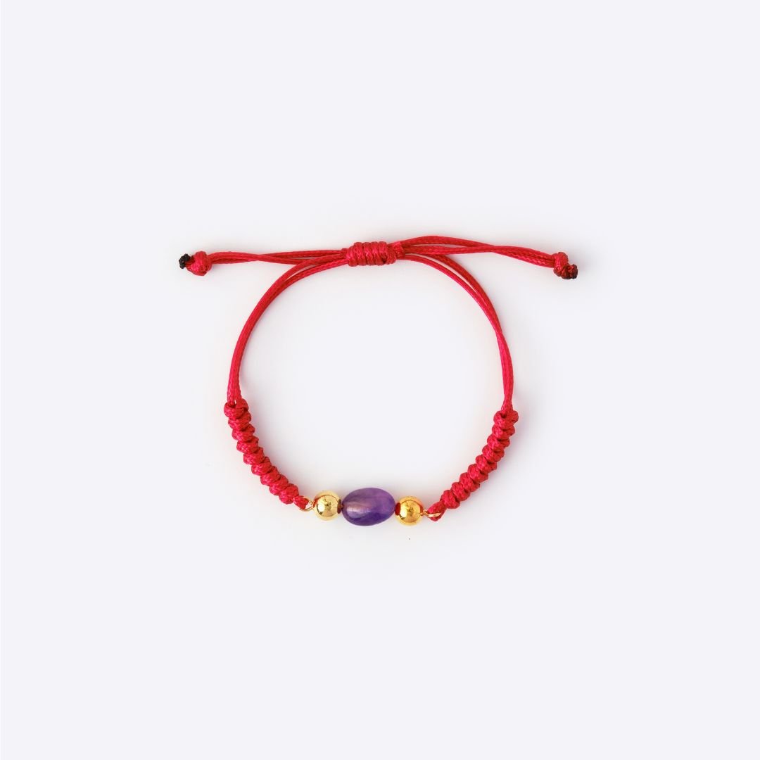 Natural Stone Red String Bracelet - Amethyst - MyMantra