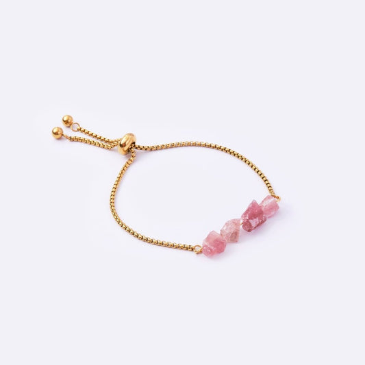 Purity Stainless Steel Adjustable Bracelet - Strawberry Quartz - MyMantra