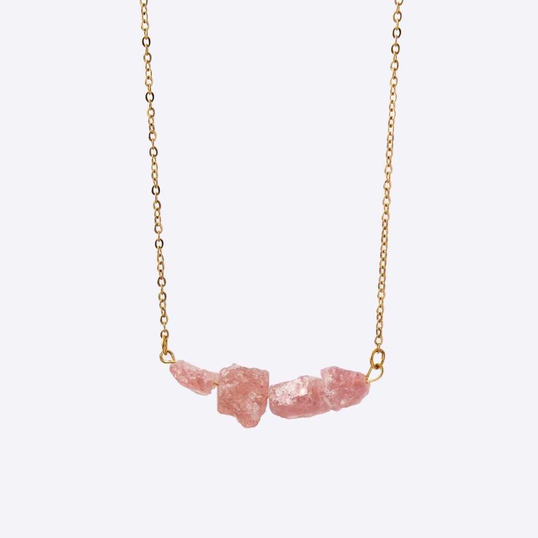 Purity Stainless Steel Necklace - Strawberry Quartz - MyMantra