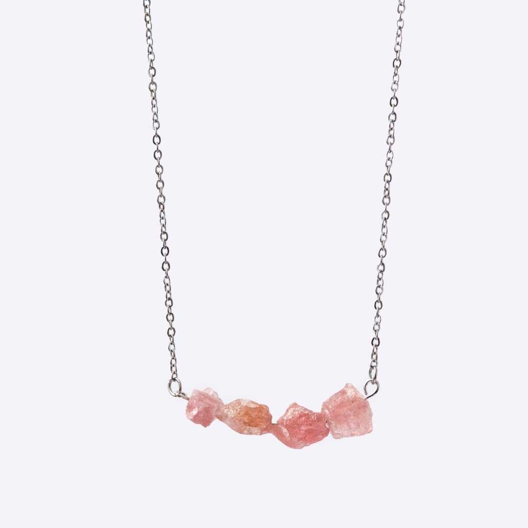 Purity Stainless Steel Necklace - Strawberry Quartz - MyMantra