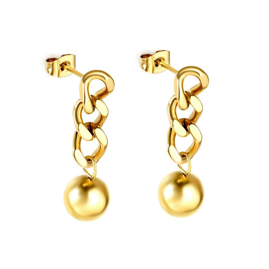Statement Piece - Chain with Dangling Sphere Earrings
