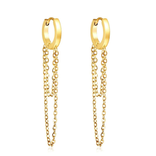 Statement Piece - Double Chain Dangling Earrings