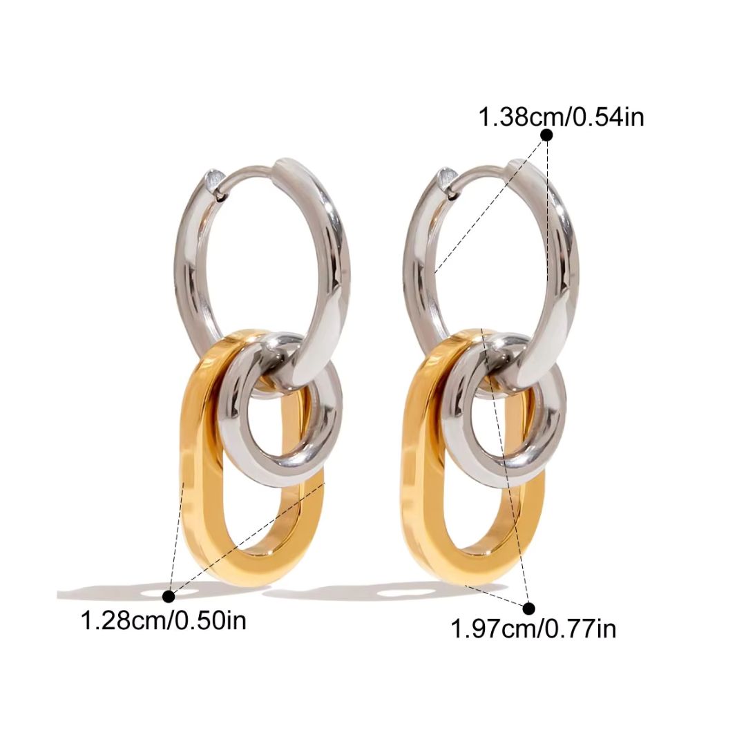 Statement Piece Duo Tone Linked Hoop Earrings