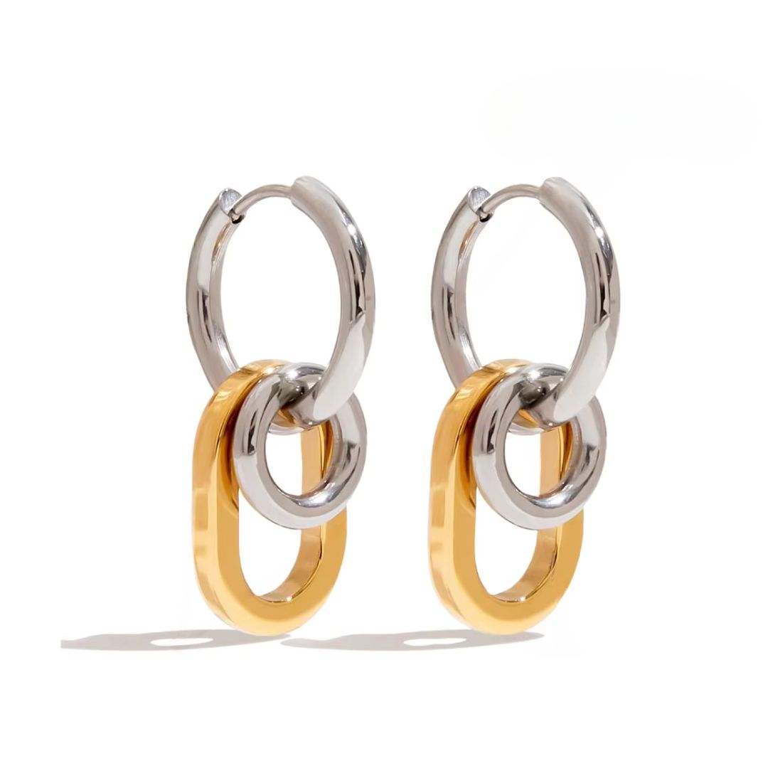 Statement Piece Duo Tone Linked Hoop Earrings