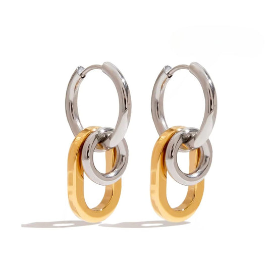 Statement Piece Duo Tone Linked Hoop Earrings