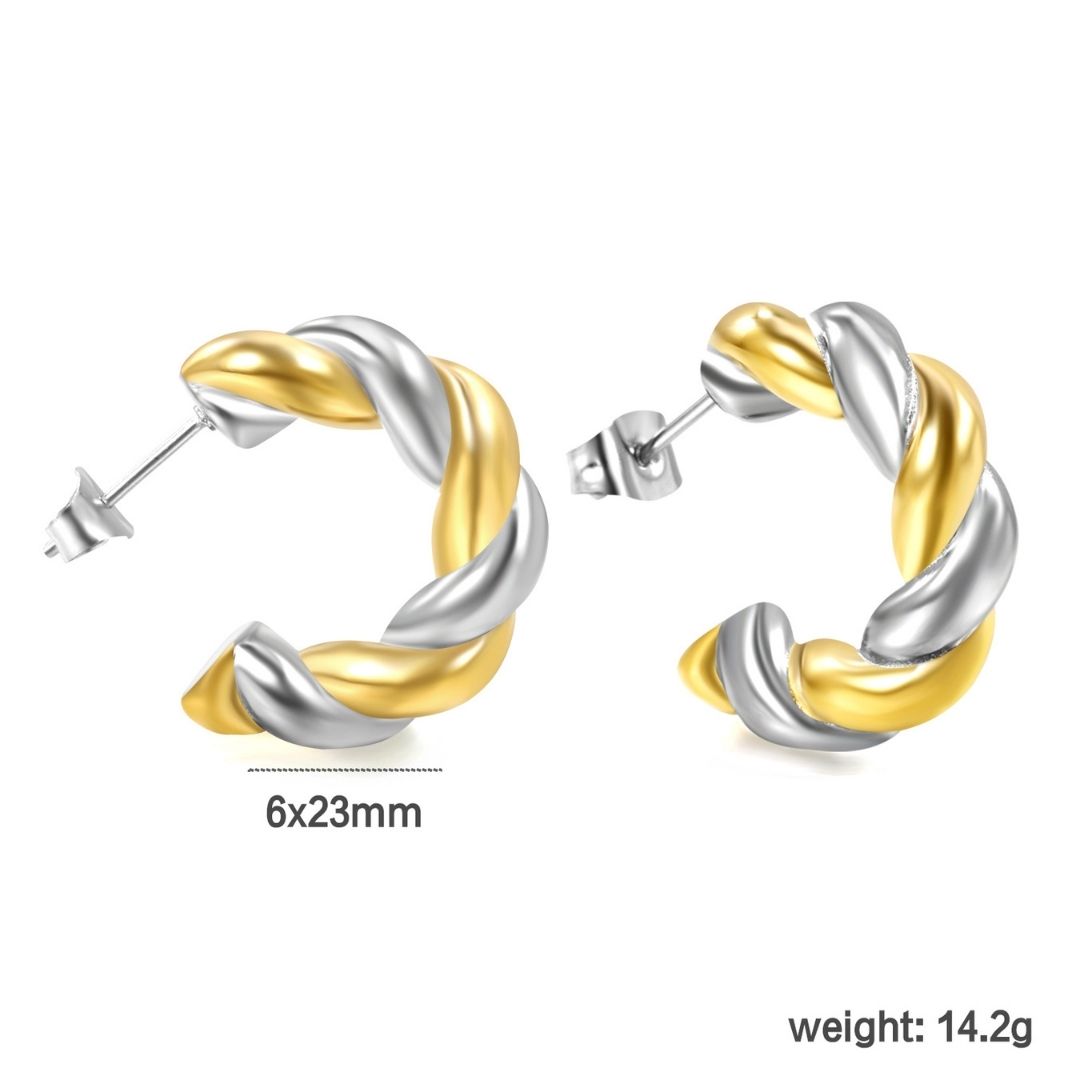 Statement Piece - Duo Tone Twist Hoop Earrings