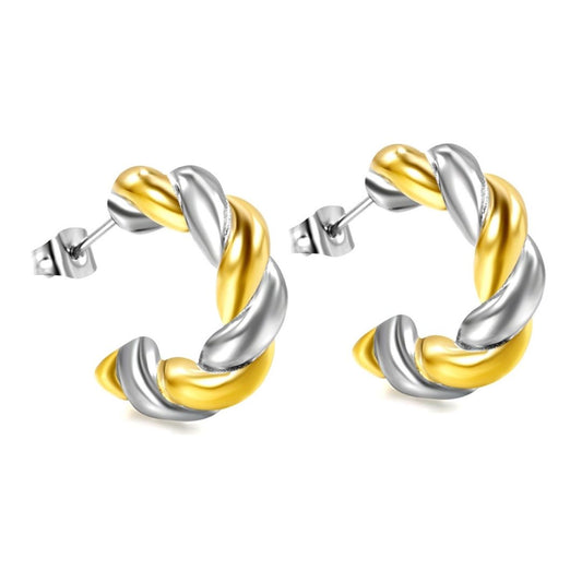 Statement Piece - Duo Tone Twist Hoop Earrings