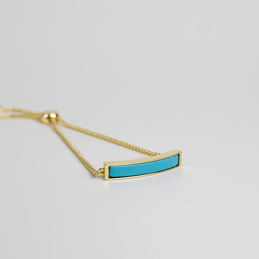 Turquoise Stone Gold Adjustable Bracelet - MyMantra