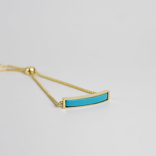 Turquoise Stone Gold Adjustable Bracelet - MyMantra