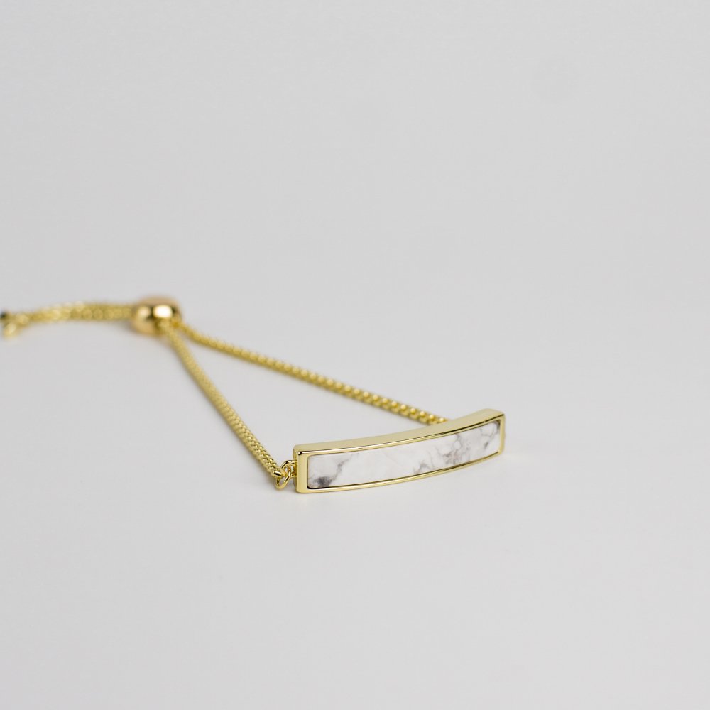 White Howlite Stone Gold Adjustable Bracelet - MyMantra