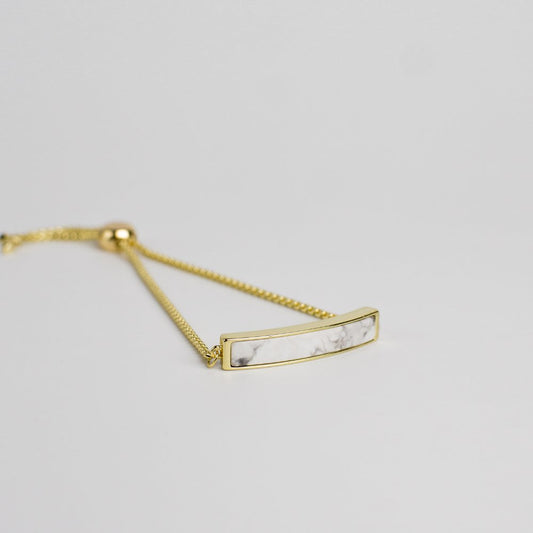 White Howlite Stone Gold Adjustable Bracelet - MyMantra